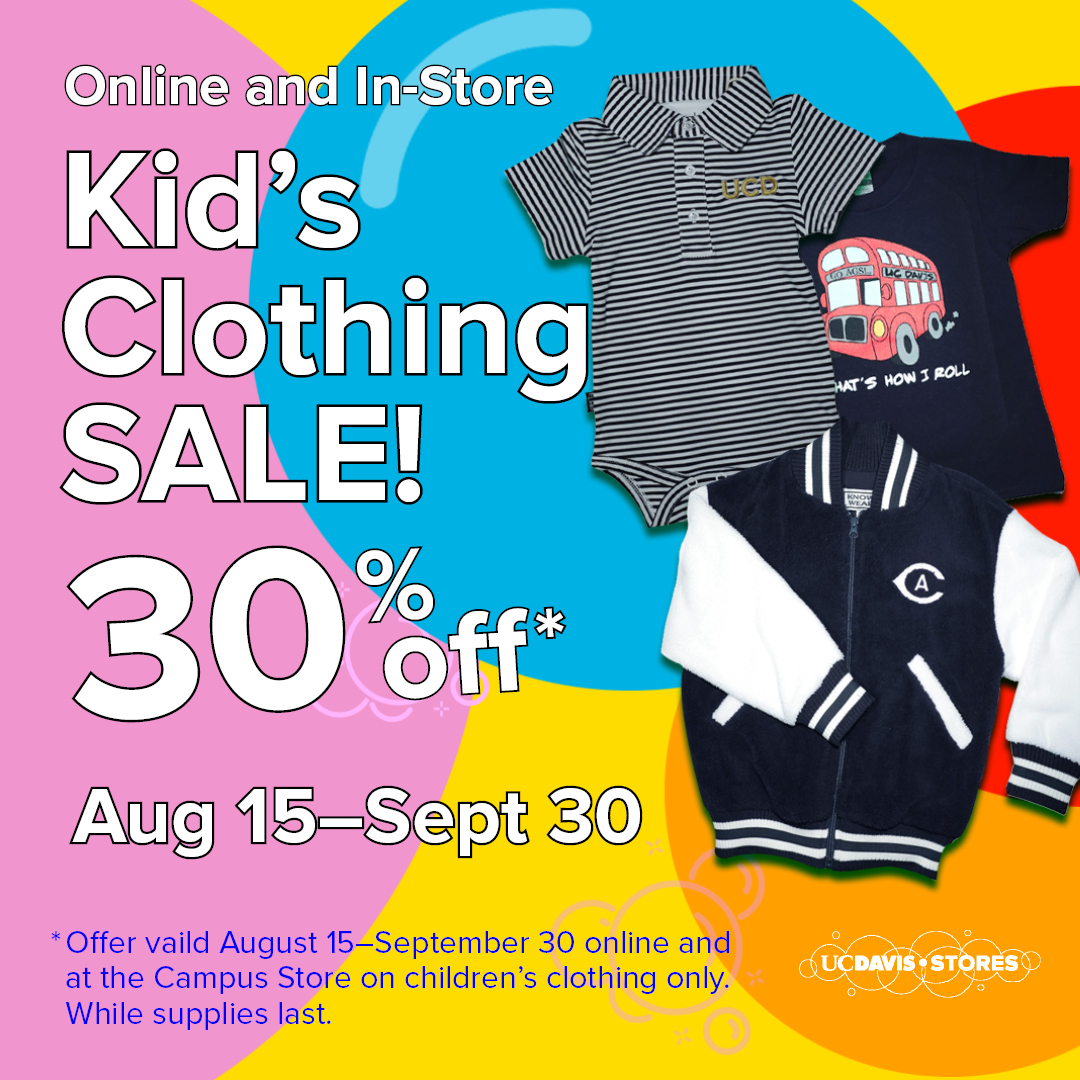 Kids Clothing Sale 30% off Aug 15-Sept 30