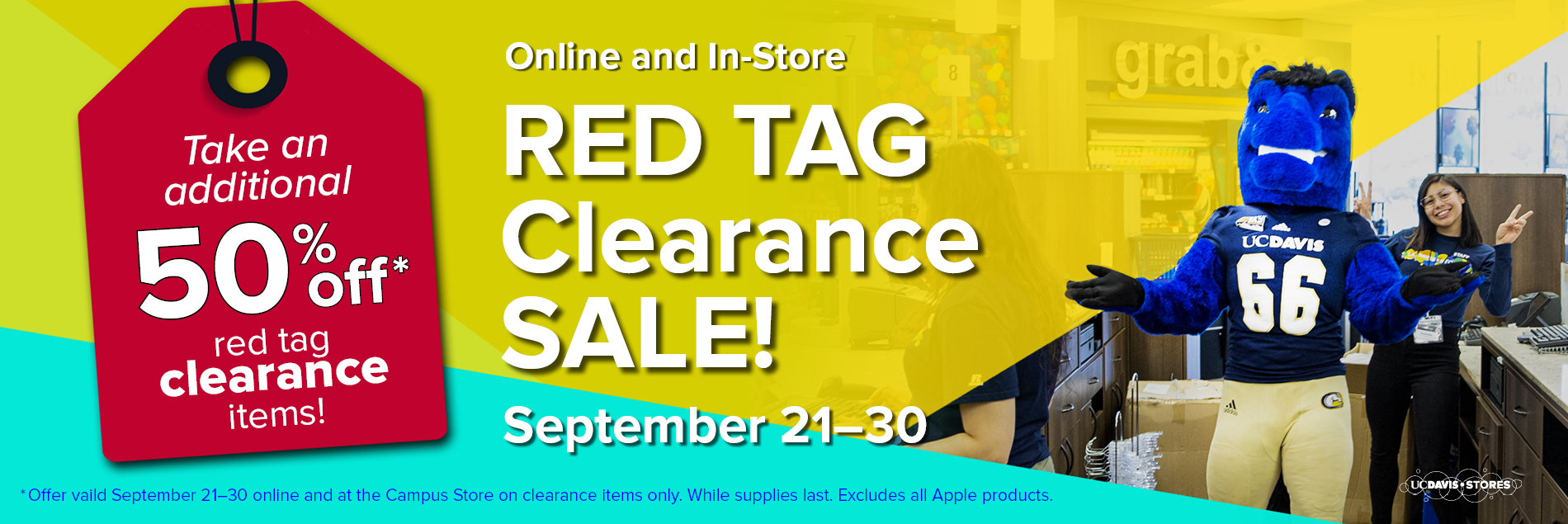 Red tag clearance sale from September 21 to September 30
